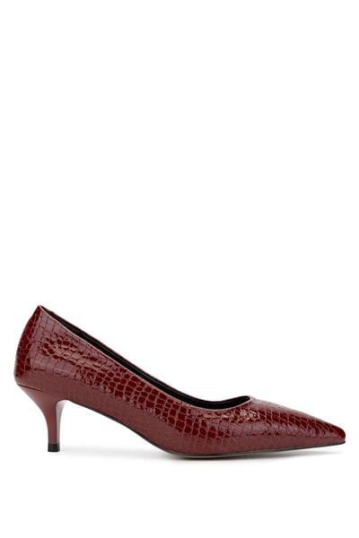 Tamer Tanca Kadın Hakiki Deri Bordo Stiletto Ayakkabı