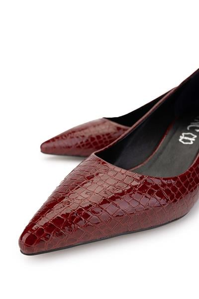 Tamer Tanca Kadın Hakiki Deri Bordo Stiletto Ayakkabı