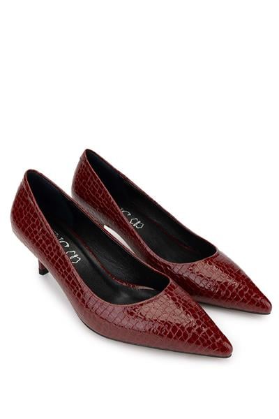 Tamer Tanca Kadın Hakiki Deri Bordo Stiletto Ayakkabı