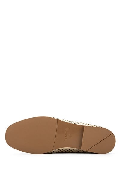 Tamer Tanca Kadın Hakiki Deri Gold Loafer Ayakkabı