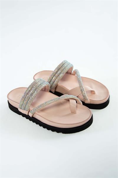 Tamer Tanca Kadın Hakiki Deri Gül Kurusu Düz Terlik