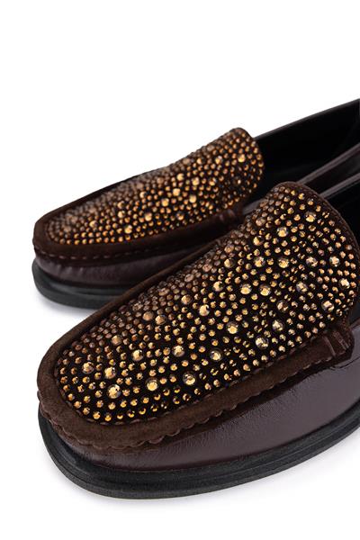 Tamer Tanca Kadın Hakiki Deri Kahverengi Loafer Ayakkabı