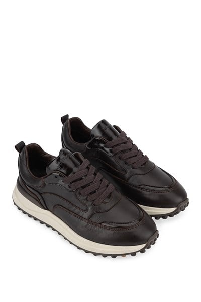 Tamer Tanca Kadın Hakiki Deri Kahverengi Rugan Sneakers & Spor Ayakkabı