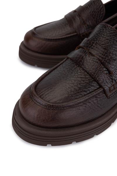 Tamer Tanca Kadın Hakiki Deri Kahverengi Loafer Ayakkabı