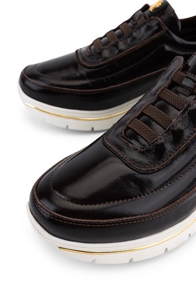 Tamer Tanca Kadın Hakiki Deri Kahverengi Rugan Sneakers & Spor Ayakkabı