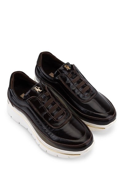Tamer Tanca Kadın Hakiki Deri Kahverengi Rugan Sneakers & Spor Ayakkabı