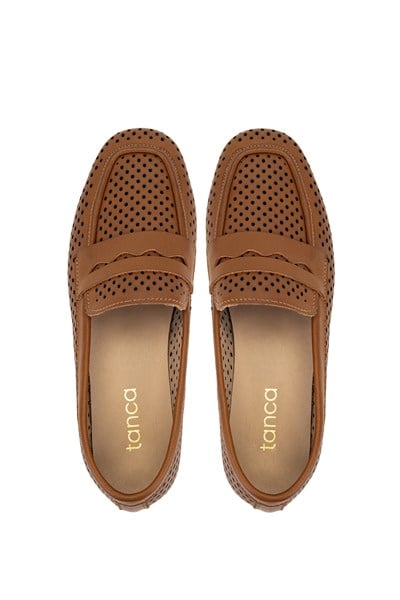 Tamer Tanca Kadın Hakiki Deri Koyu Taba Loafer Ayakkabı