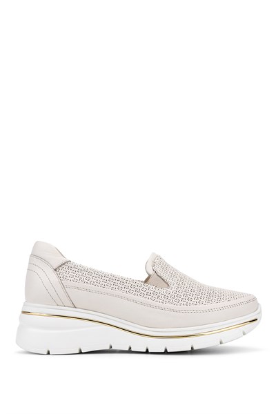 Tamer Tanca Kadın Hakiki Deri Krem Sneakers & Spor Ayakkabı