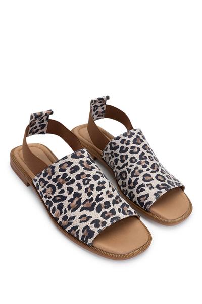 Tamer Tanca Kadın Hakiki Deri Leopar Düz Sandalet