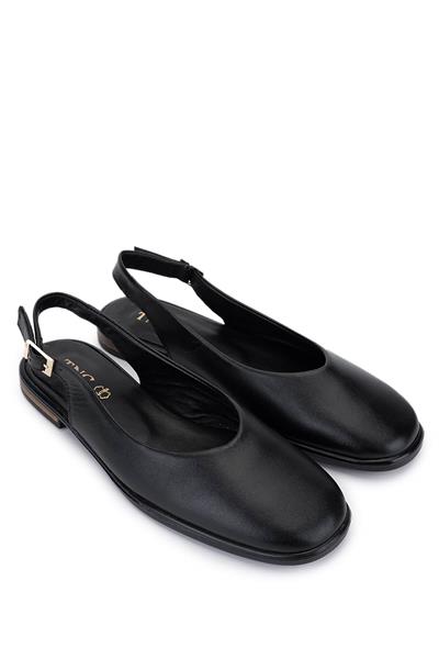 Tamer Tanca Kadın Hakiki Deri Siyah Babet Ayakkabı