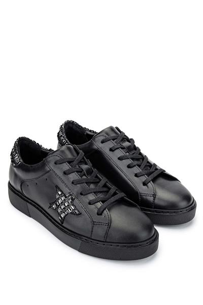 Tamer Tanca Kadın Hakiki Deri Siyah Deri Sneakers & Spor Ayakkabı