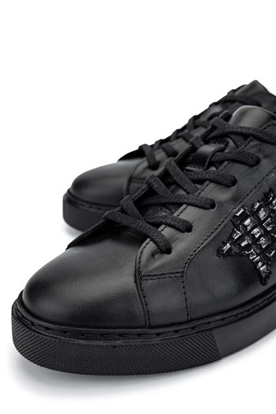 Tamer Tanca Kadın Hakiki Deri Siyah Deri Sneakers & Spor Ayakkabı