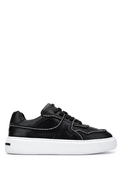 Tamer Tanca Kadın Hakiki Deri Siyah Deri Sneakers & Spor Ayakkabı
