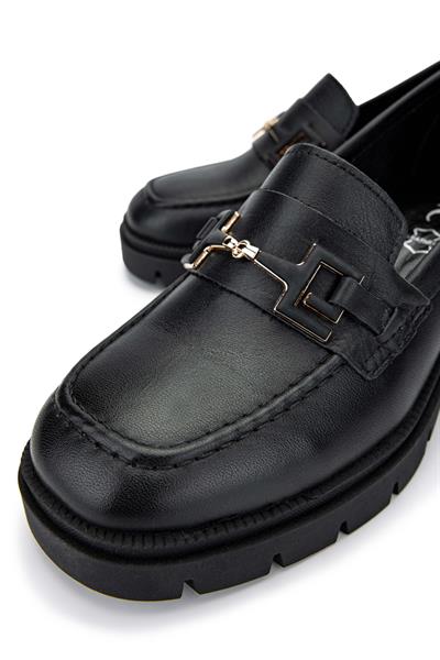 Tamer Tanca Kadın Hakiki Deri Siyah Deri Makosen Ayakkabı