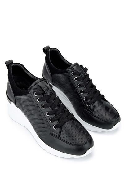 Tamer Tanca Kadın Hakiki Deri Siyah Deri Sneakers & Spor Ayakkabı