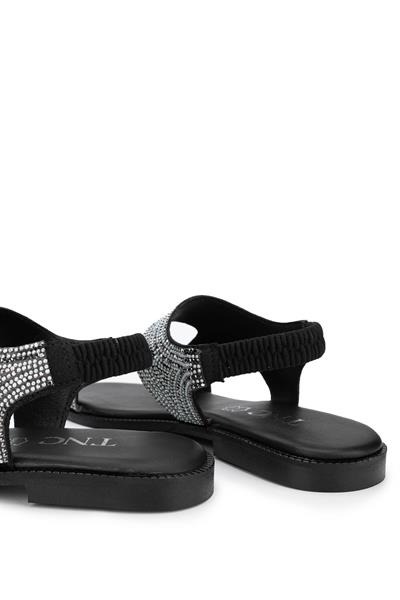 Tamer Tanca Kadın Hakiki Deri Siyah Düz Sandalet