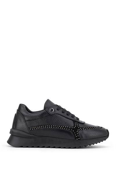 Tamer Tanca Kadın Hakiki Deri Siyah Floter Sneakers & Spor Ayakkabı