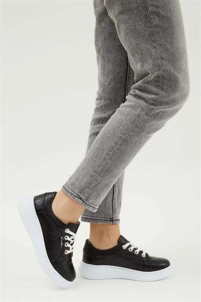 Tamer Tanca Kadın Hakiki Deri Siyah Floter Sneakers & Spor Ayakkabı