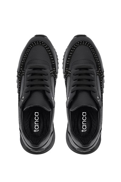 Tamer Tanca Kadın Hakiki Deri Siyah Floter Sneakers & Spor Ayakkabı