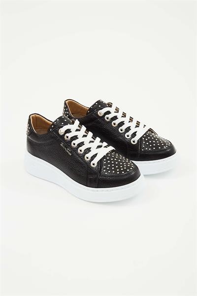 Tamer Tanca Kadın Hakiki Deri Siyah Floter Sneakers & Spor Ayakkabı
