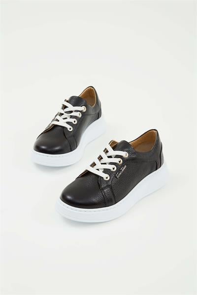 Tamer Tanca Kadın Hakiki Deri Siyah Floter Sneakers & Spor Ayakkabı
