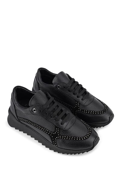 Tamer Tanca Kadın Hakiki Deri Siyah Floter Sneakers & Spor Ayakkabı