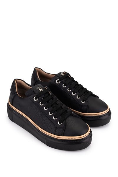 Tamer Tanca Kadın Hakiki Deri Siyah Floter Sneakers & Spor Ayakkabı