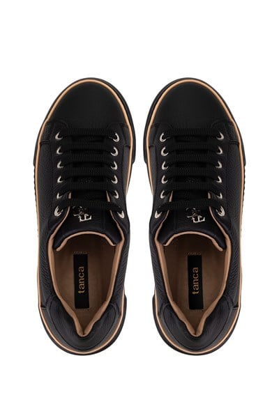 Tamer Tanca Kadın Hakiki Deri Siyah Floter Sneakers & Spor Ayakkabı