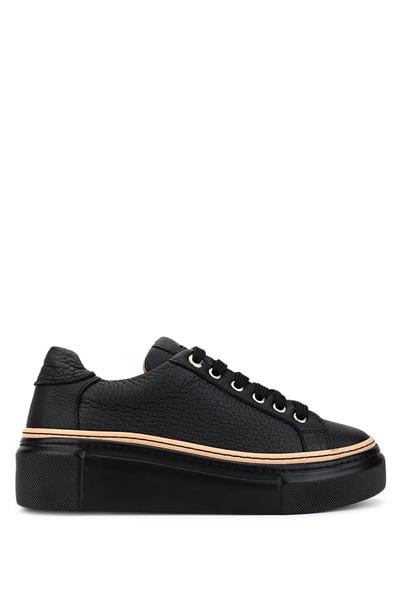 Tamer Tanca Kadın Hakiki Deri Siyah Floter Sneakers & Spor Ayakkabı