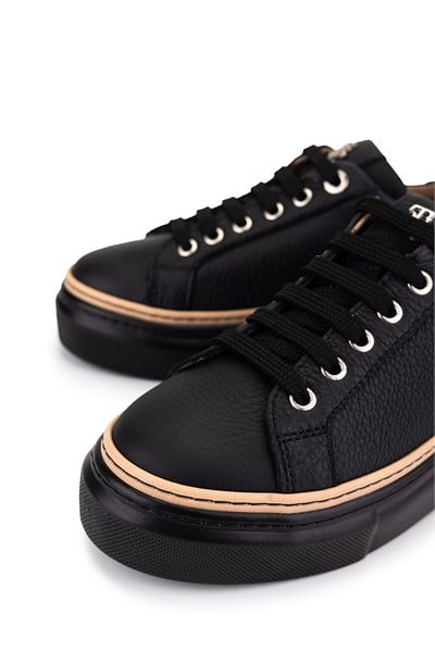Tamer Tanca Kadın Hakiki Deri Siyah Floter Sneakers & Spor Ayakkabı