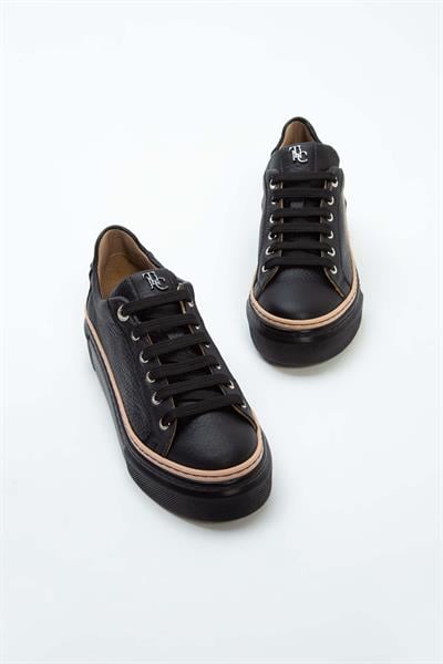 Tamer Tanca Kadın Hakiki Deri Siyah Floter Sneakers & Spor Ayakkabı