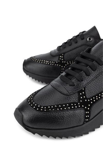 Tamer Tanca Kadın Hakiki Deri Siyah Floter Sneakers & Spor Ayakkabı