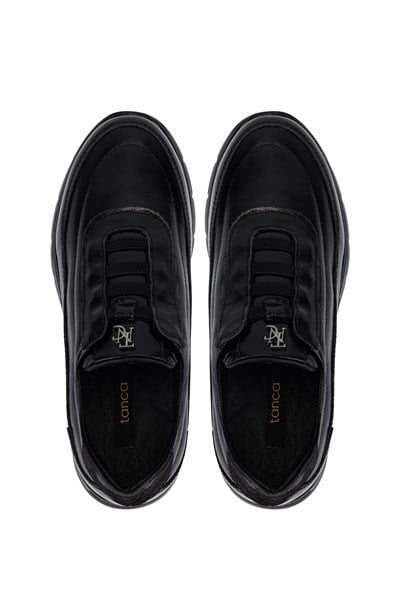 Tamer Tanca Kadın Hakiki Deri Siyah Kırışık Rugan Sneakers & Spor Ayakkabı