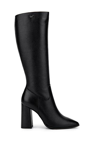 Tamer Tanca Kadın Hakiki Deri Siyah Klasik Çizme