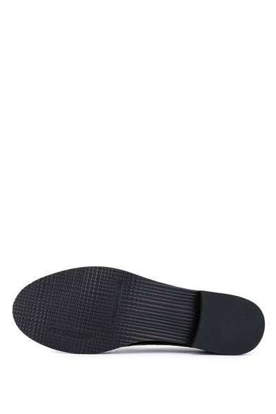 Tamer Tanca Kadın Hakiki Deri Siyah Kroko Loafer Ayakkabı