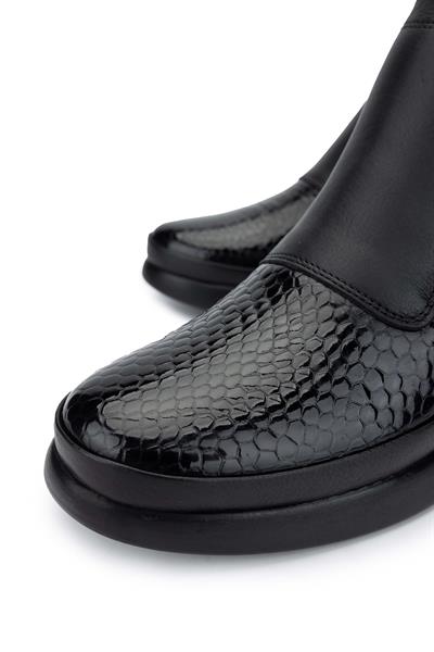 Tamer Tanca Kadın Hakiki Deri Siyah Kroko Casual Bot