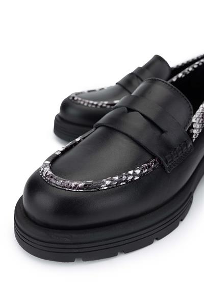 Tamer Tanca Kadın Hakiki Deri Siyah Loafer Ayakkabı
