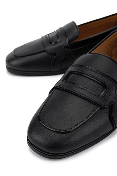Tamer Tanca Kadın Hakiki Deri Siyah Loafer Ayakkabı