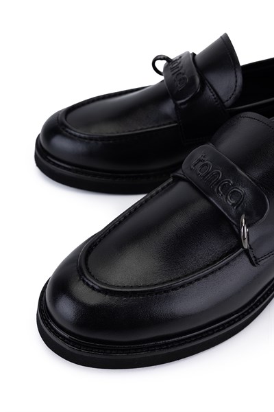 Tamer Tanca Kadın Hakiki Deri Siyah Loafer Ayakkabı