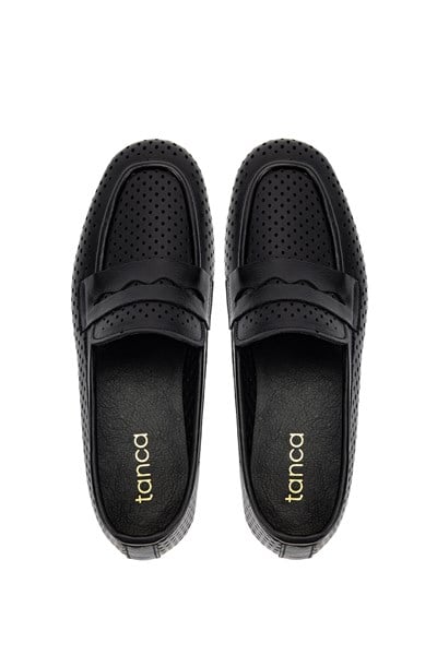 Tamer Tanca Kadın Hakiki Deri Siyah Loafer Ayakkabı