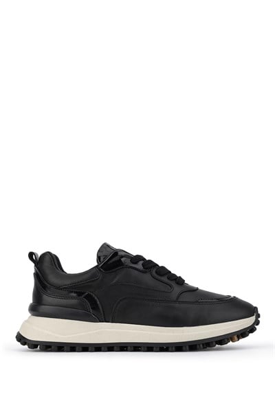 Tamer Tanca Kadın Hakiki Deri Siyah Rugan Sneakers & Spor Ayakkabı