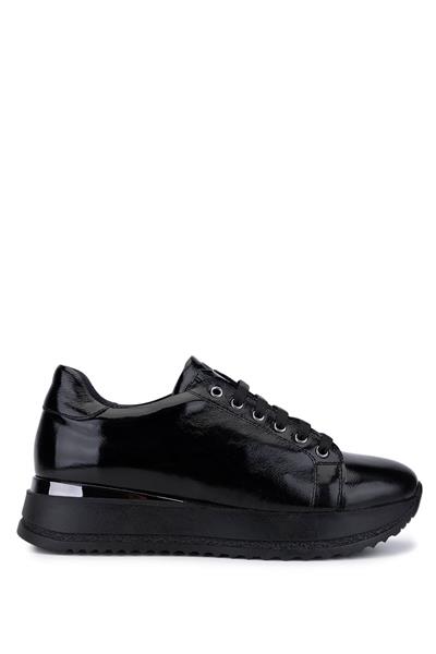 Tamer Tanca Kadın Hakiki Deri Siyah Rugan Sneakers & Spor Ayakkabı
