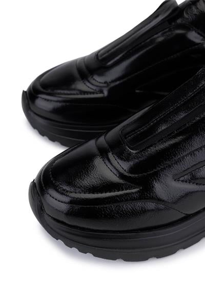 Tamer Tanca Kadın Hakiki Deri Siyah Rugan Sneakers & Spor Ayakkabı