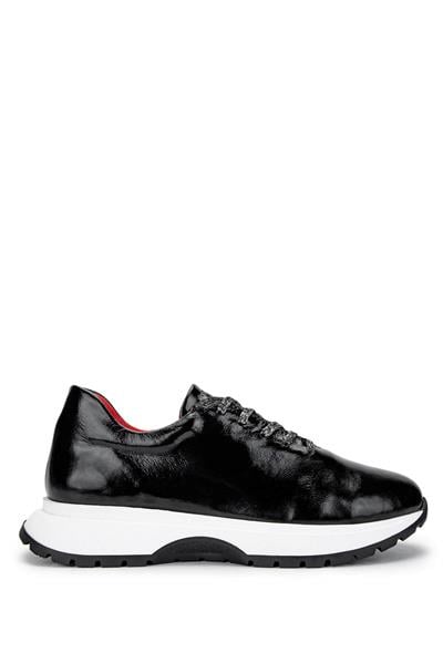 Tamer Tanca Kadın Hakiki Deri Siyah Rugan Sneakers & Spor Ayakkabı