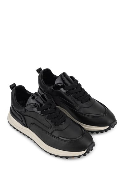 Tamer Tanca Kadın Hakiki Deri Siyah Rugan Sneakers & Spor Ayakkabı