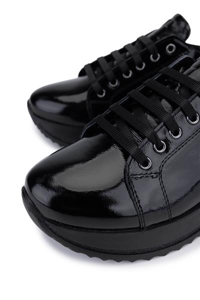 Tamer Tanca Kadın Hakiki Deri Siyah Rugan Sneakers & Spor Ayakkabı