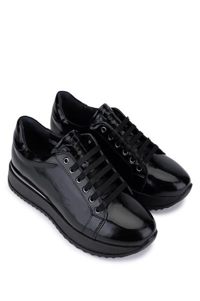 Tamer Tanca Kadın Hakiki Deri Siyah Rugan Sneakers & Spor Ayakkabı