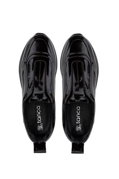 Tamer Tanca Kadın Hakiki Deri Siyah Rugan Sneakers & Spor Ayakkabı