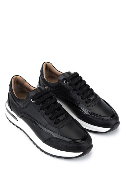 Tamer Tanca Kadın Hakiki Deri Siyah Sneakers & Spor Ayakkabı