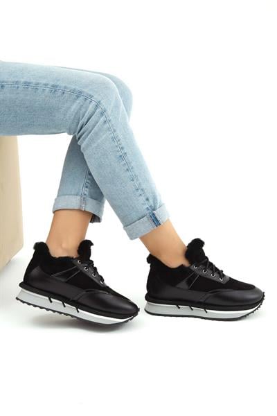 Tamer Tanca Kadın Hakiki Deri Siyah Sneakers & Spor Ayakkabı